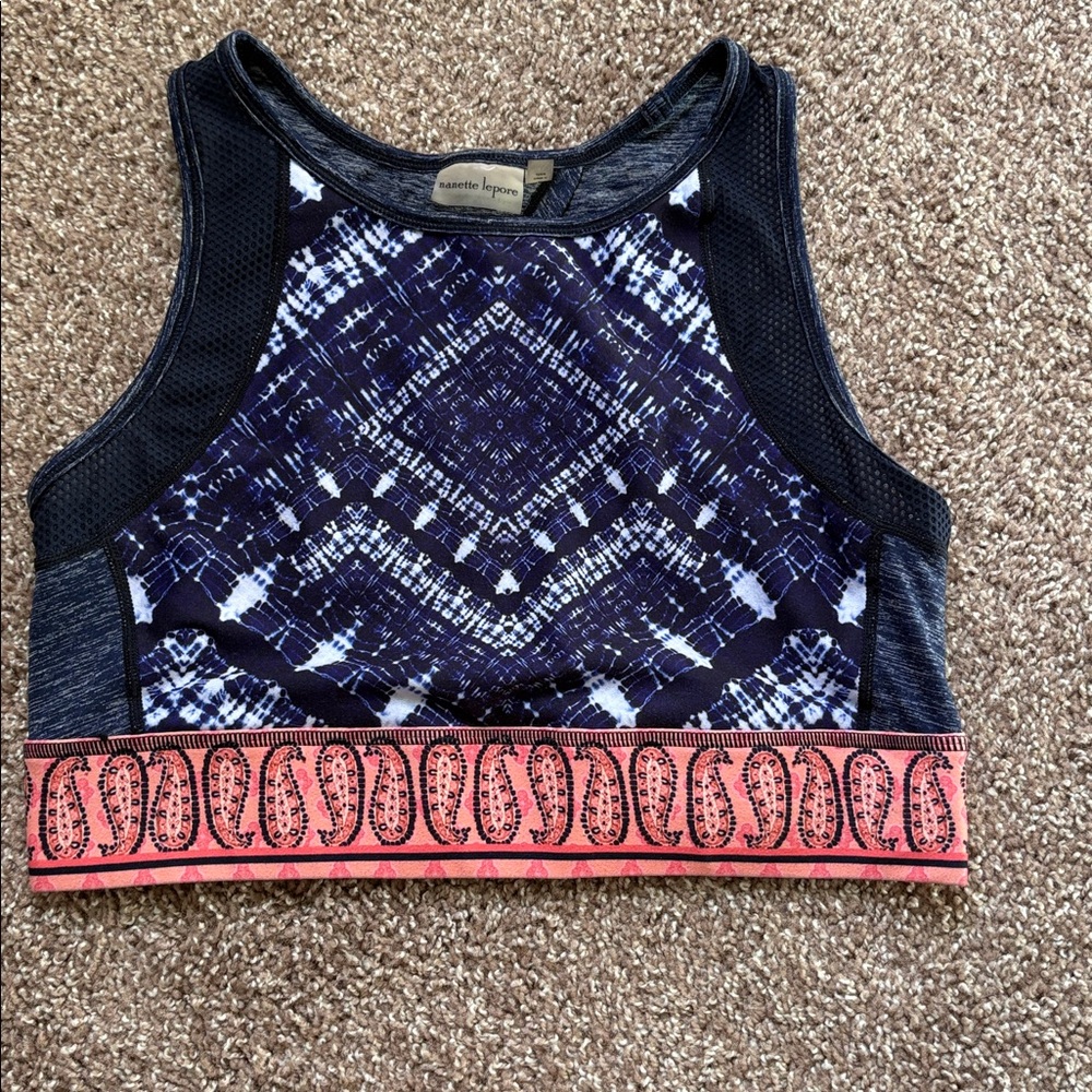 Nanette Lepore Tie Dye Indigo Print Sports Bra